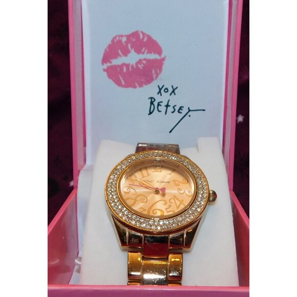 Betsey Johnson Rose Gold Rhinestone Watch